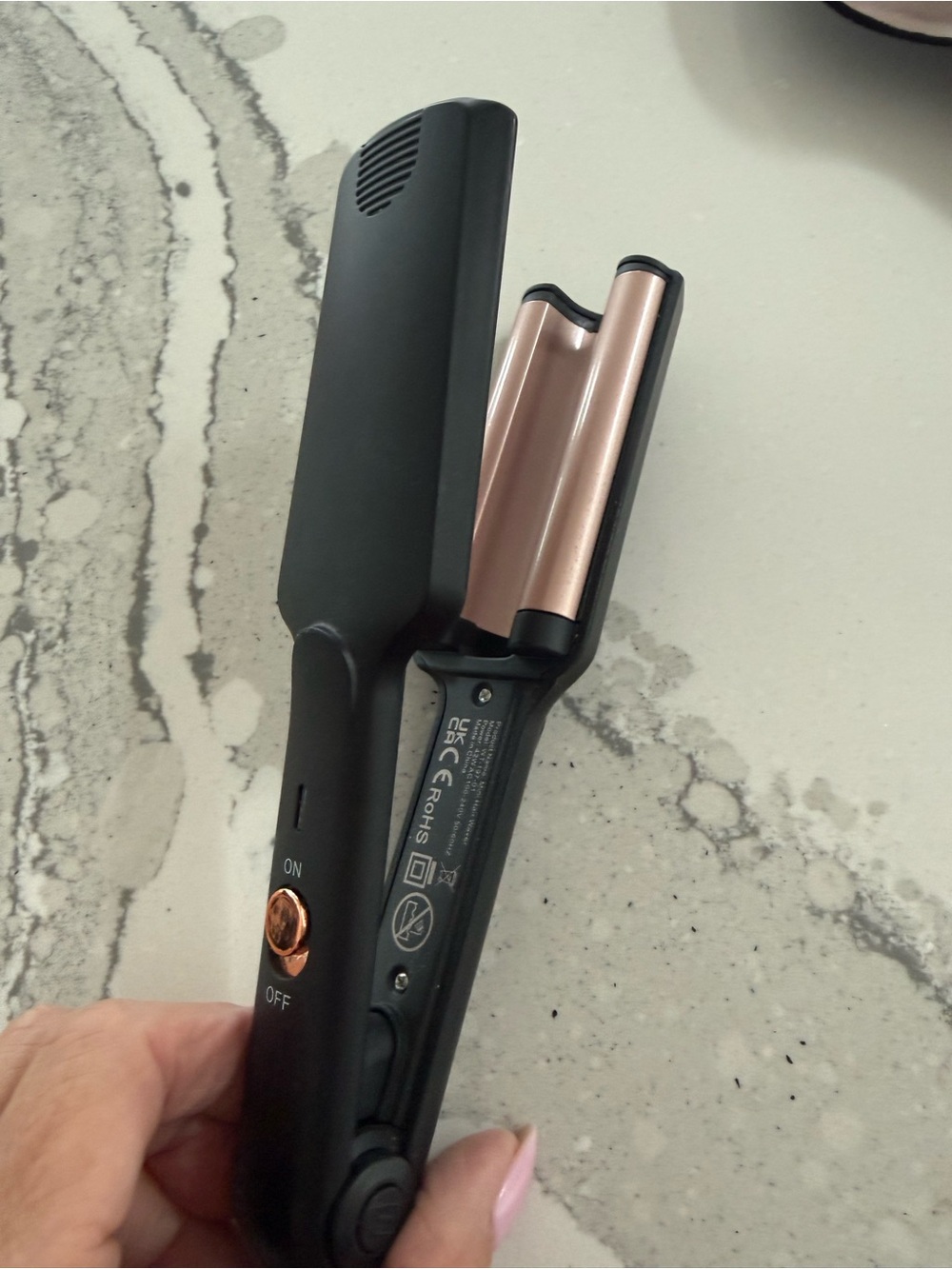 Mini Black and Rose Gold Hair Crimper
